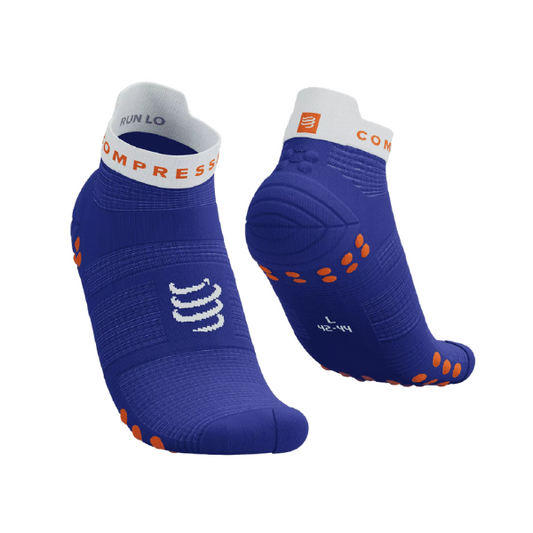 Tất chạy bộ Compressport Unisex's Pro Racing Socks v4.0 Run Low - Xanh (Dazz Blue/White)