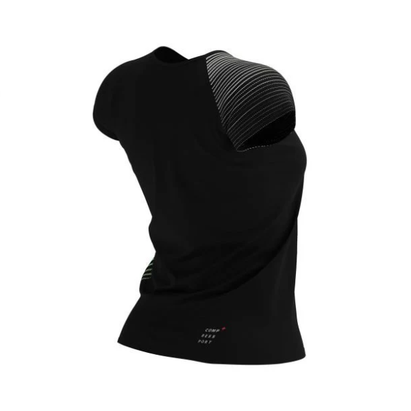 Áo chạy bộ Nữ Compressport Performance SS TShirt - Đen (Black/Paradise Green)