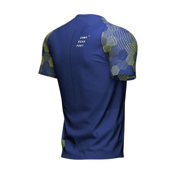 Áo chạy bộ Nam Compressport Racing SS Tshirt - Navy Peo/EV Primerose