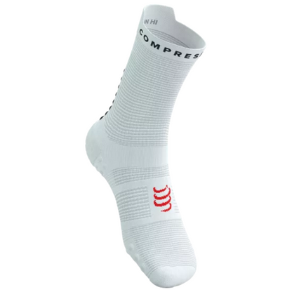 Tất chạy bộ Compressport Pro Racing Socks v4.0 Run High - Trắng/Đen (White/Black)