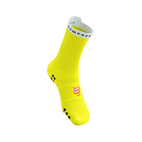 Compressport Pro Racing Socks v4.0 Run High - Safe Yellow/White