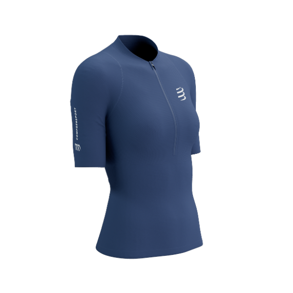 Áo chạy Trail Nữ Compressport Trail Postural SS Top - Xanh (Indigo Blue)