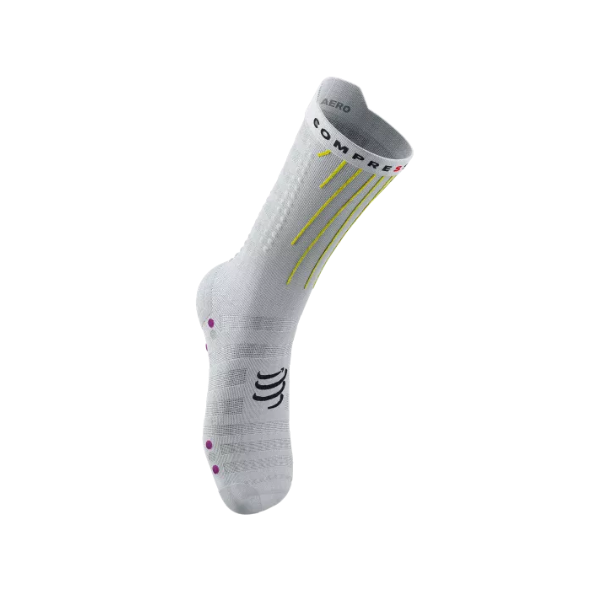 Compressport Aero Socks - White/Safe Yellow/Neo Pink