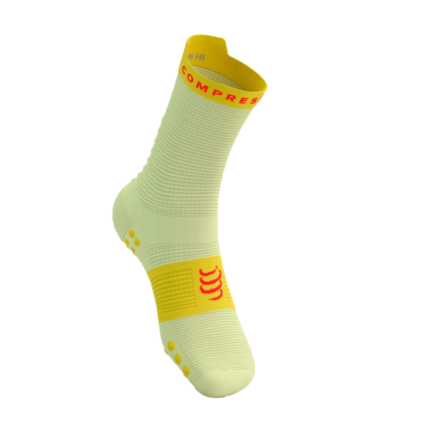Tất chạy bộ Compressport Pro Racing Socks v4.0 Run High - Vàng/Đỏ (Yellow/Fluo Red)