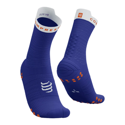 Tất chạy bộ Compressport Unisex's Pro Racing Socks v4.0 Run High - Xanh (Dazz Blue/White)