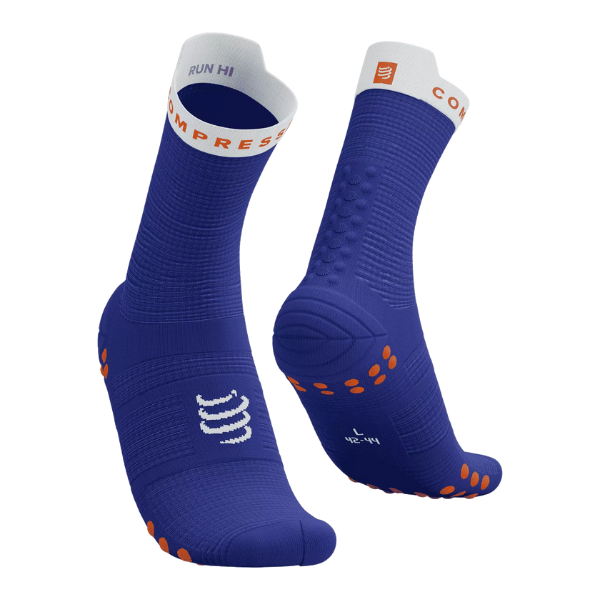 Compressport Unisex's Pro Racing Socks v4.0 Run High - Dazz Blue/White