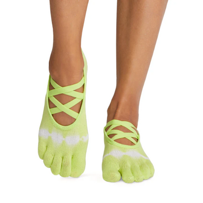 Vớ Toesox Grip Full Toe Elle - Lime Tie Dye Stripe