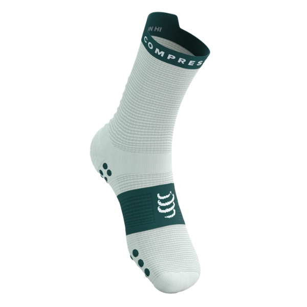 Tất chạy bộ Compressport Pro Racing Socks v4.0 Run High - Trắng/Xanh (Sugar/Storm)