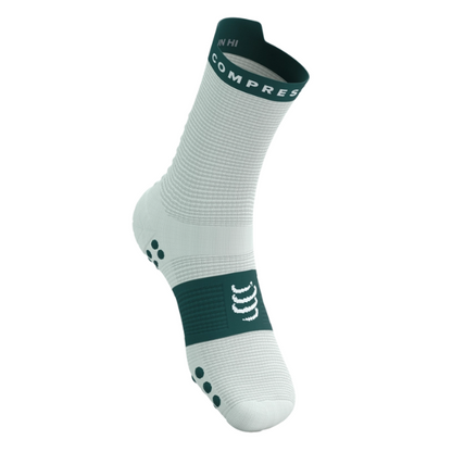 Tất chạy bộ Compressport Pro Racing Socks v4.0 Run High - Trắng/Xanh (Sugar/Storm)
