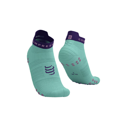 Tất chạy bộ Compressport Unisex's Pro Racing Socks v4.0 Run Low - Shell Blue/Purple