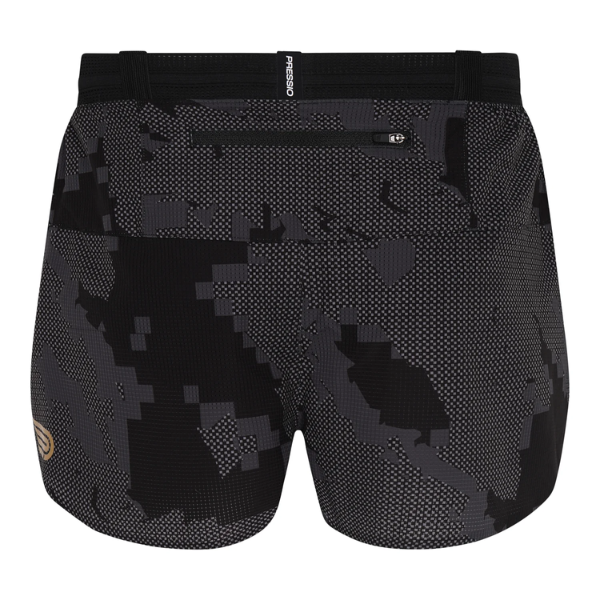 Quần chạy bộ Nam Pressio Run Elite 3’ Short - Đen Camo (Camo Black)