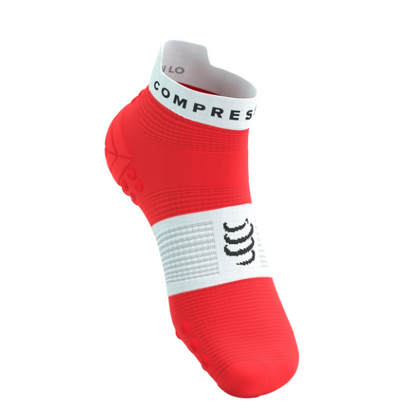 Tất chạy bộ Compressport Unisex's Pro Racing Socks v4.0 Run Low - Đỏ/Trắng (Fluo Red/White)