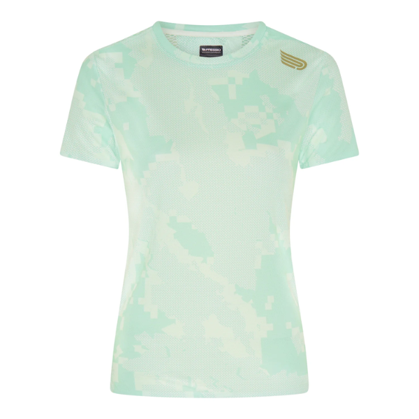 Áo chạy bộ Nữ Pressio Elite S/S Top - Xanh Mint (Mint Camo)