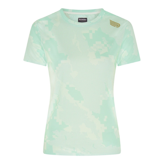 Áo chạy bộ Nữ Pressio Elite S/S Top - Xanh Mint (Mint Camo)