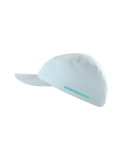 Mũ Chạy Bộ Compressport 5 Panel Light Cap - Star White/Blue Green