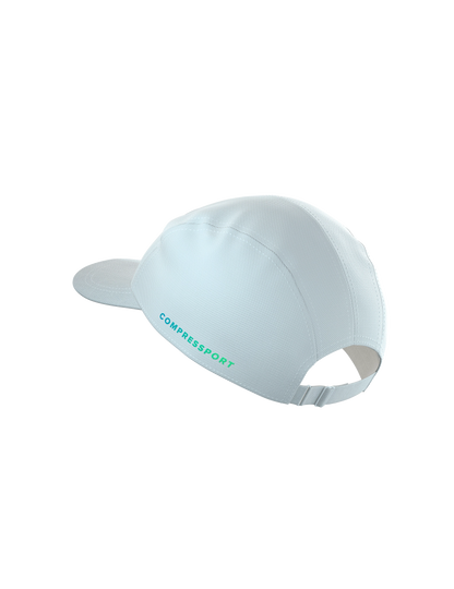 Mũ Chạy Bộ Compressport 5 Panel Light Cap - Star White/Blue Green