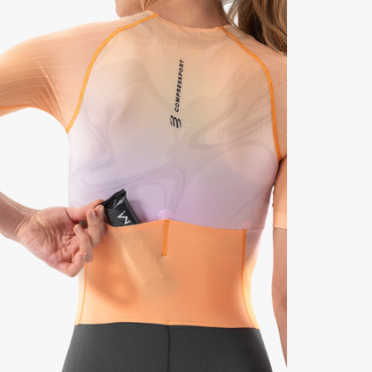 Đồ ba môn Nữ Compressport Aero SS Trisuit - Cam (Orange Print)