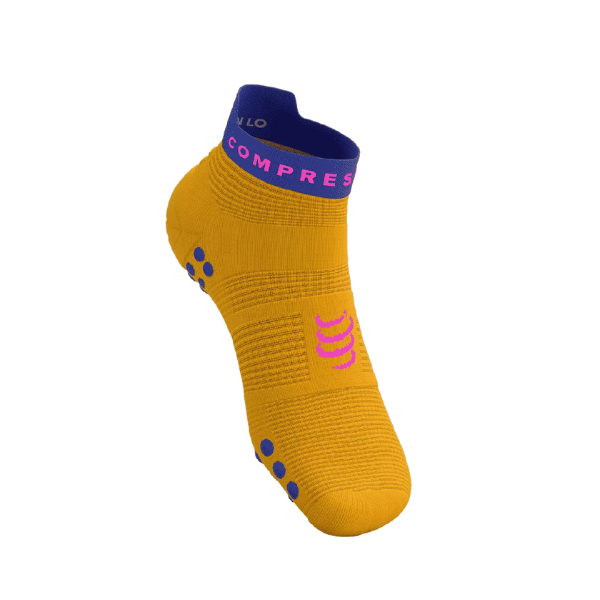 Compressport Unisex's Pro Racing Socks v4.0 Run Low - Saffron/Dazz Blue