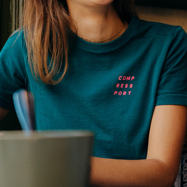 Áo chạy bộ Nữ Compressport Podium SS Tshirt - Ice Flow