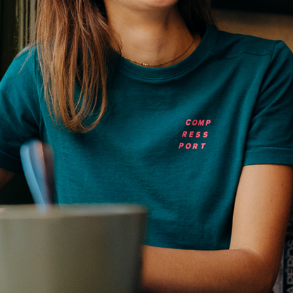 Áo chạy bộ Nữ Compressport Podium SS Tshirt - Ice Flow