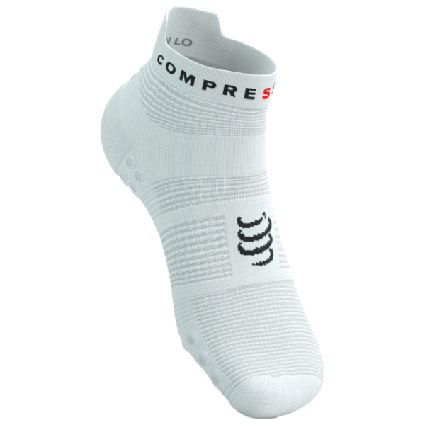 Tất chạy bộ Compressport Unisex's Pro Racing Socks v4.0 Run Low - Trắng (White)