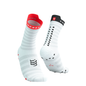 Tất chạy bộ Compressport Pro Racing Socks v4.0 Ultralight Run High - White/Fluo Red/Black