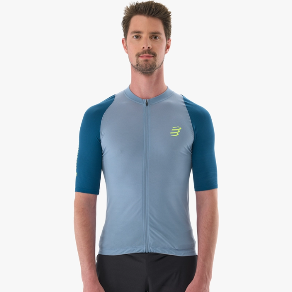 Áo chạy Trail Nam Compressport Trail Racing Postural SS Top - Xanh (Denim/Poseidon)