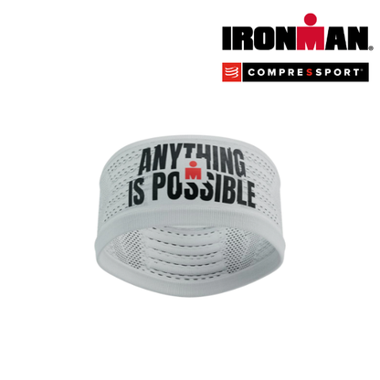 Băng đô thể thao Compressport Headband On/Off 360 Print IRONMAN - Trắng (White)