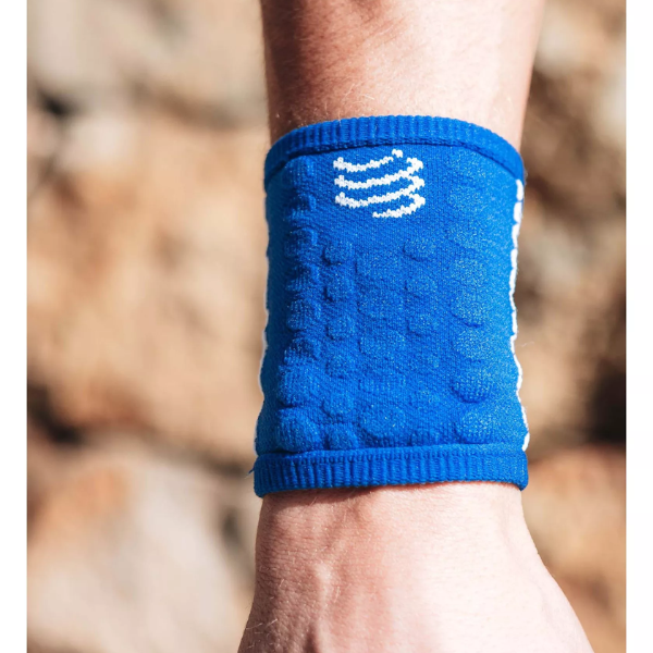 Băng bảo vệ cổ tay Compressport Unisex's Sweatbands 3D.Dots - Xanh (Dazz Blue/White)