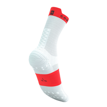 Tất chạy bộ Compressport Pro Racing Socks v4.0 Run High - Trắng/Đỏ (White/Fluo Red)