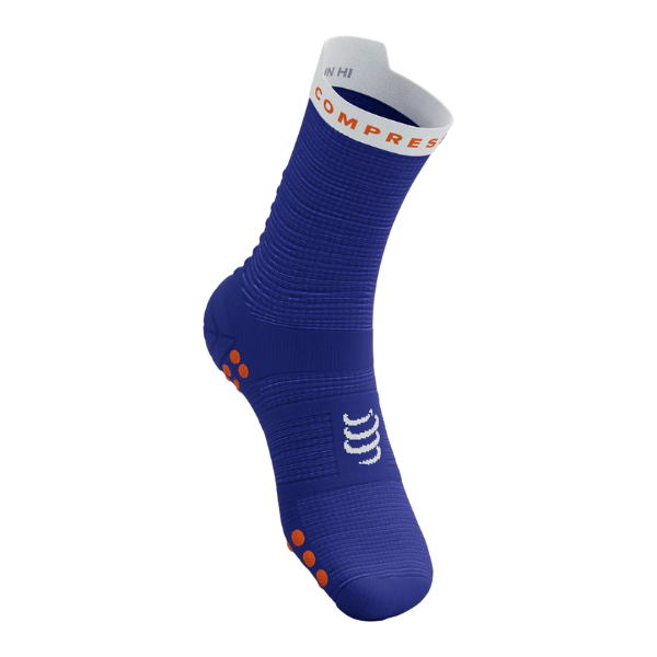 Tất chạy bộ Compressport Unisex's Pro Racing Socks v4.0 Run High - Xanh (Dazz Blue/White)