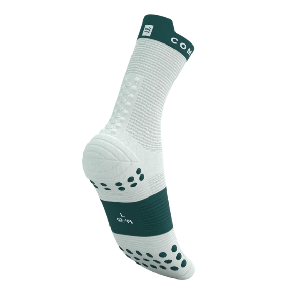 Tất chạy bộ Compressport Pro Racing Socks v4.0 Run High - Trắng/Xanh (Sugar/Storm)