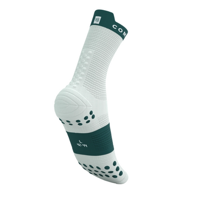 Tất chạy bộ Compressport Pro Racing Socks v4.0 Run High - Trắng/Xanh (Sugar/Storm)