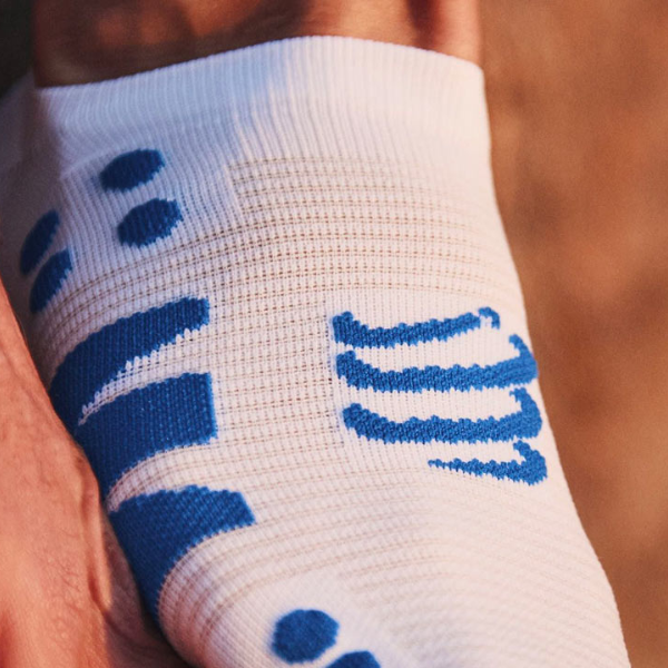 Tất chạy bộ Compressport No Show Socks - Trắng (White/Blue)