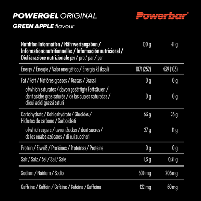 Gel năng lượng PowerBar PowerGel Original Caffein - Vị Táo Xanh (Green Apple)