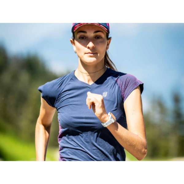 Áo chạy bộ Nữ Compressport Performance SS Tshirt - Xanh Hồng (Mood Indigo/Magenta)