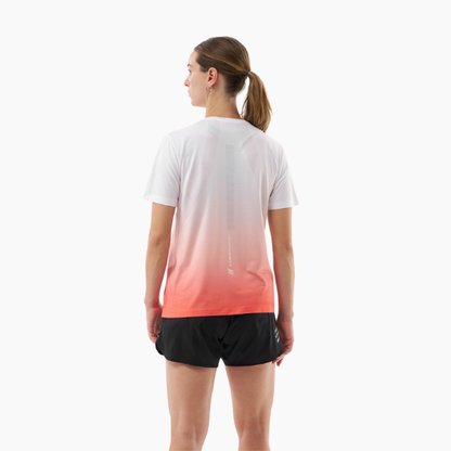 Áo chạy bộ Nữ Compressport Performance SS TShirt - Đỏ/Trắng (Fluo Red/White)