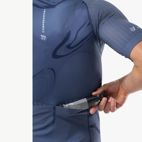 Đồ ba môn Nam Compressport Aero SS Trisuit - Xanh (Indigo Print)