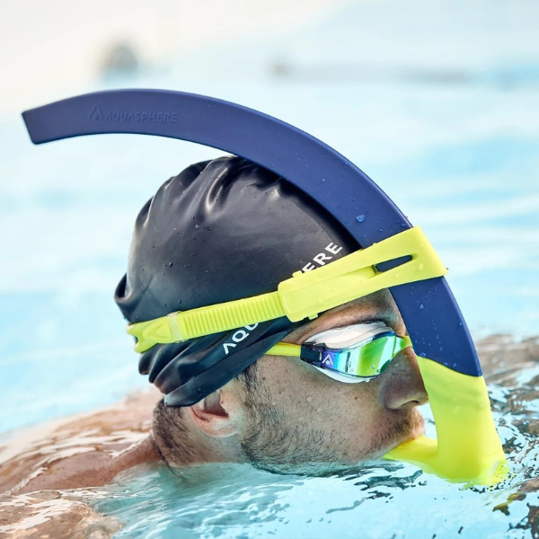 Ống thở dùng trong bơi lội Aquasphere Focus Snorkel.A - Navy Blue Bright Yellow