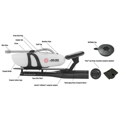 Phụ kiện lắp đặt + Bình nước xe đạp Xlab Torpedo Versa Slim System - Đen (Black)