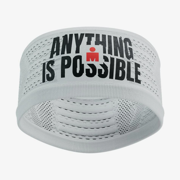 Băng đô thể thao Compressport Headband On/Off 360 Print IRONMAN - Trắng (White)