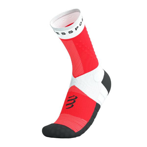 Tất chạy Trail Compressport Ultra Trail Socks - Đỏ (White/Fluo Red)
