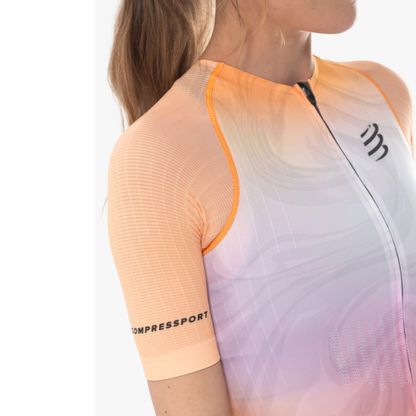 Đồ ba môn Nữ Compressport Aero SS Trisuit - Cam (Orange Print)