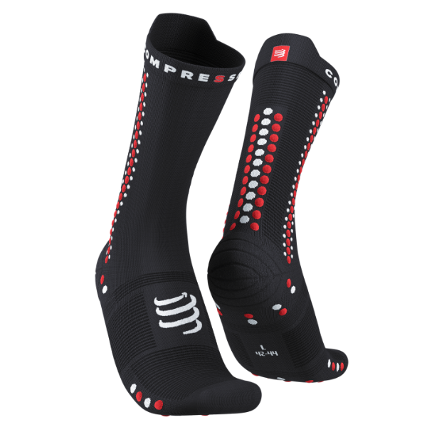 Tất đạp xe Compressport Unisex's Pro Racing Socks v4.0 Bike - Đen/Đỏ (Black/Red)