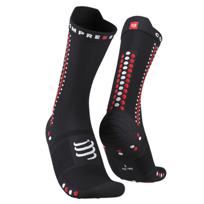 Tất đạp xe Compressport Unisex's Pro Racing Socks v4.0 Bike - Đen/Đỏ (Black/Red)