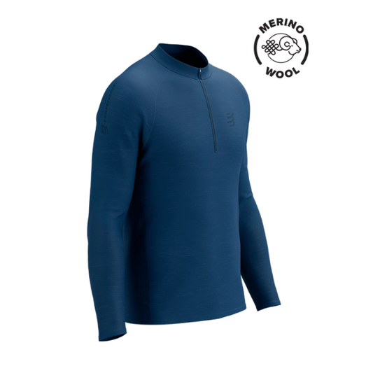 Áo chạy Trail Nam Compressport Tshirt Merino - Xanh Poseidon