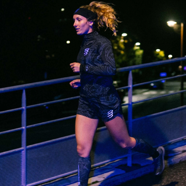 Băng đô thể thao Compressport Thin Headband On/Off - Aurora Black/Aurora