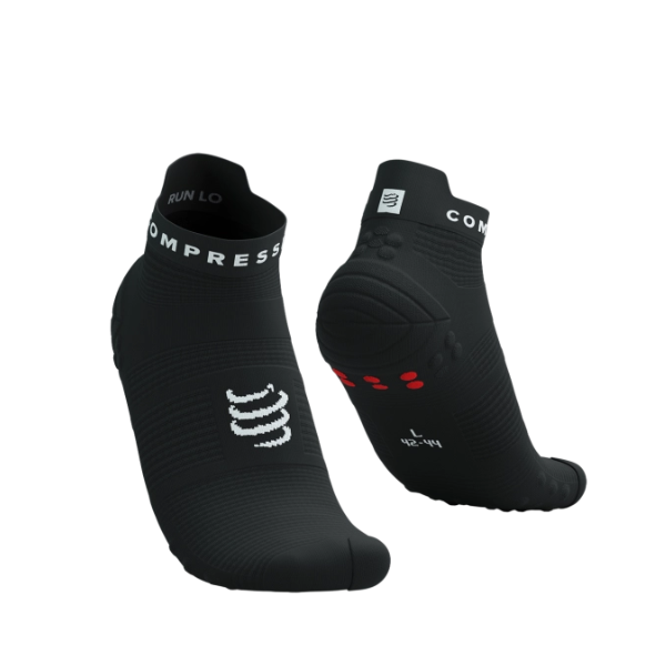 Tất chạy bộ Compressport Unisex's Pro Racing Socks v4.0 Run Low - Đen/Trắng (Black/White)