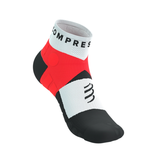 Tất chạy Trail Compressport Ultra Trail Low Socks - Đỏ/Trắng (Fluo Red/White)