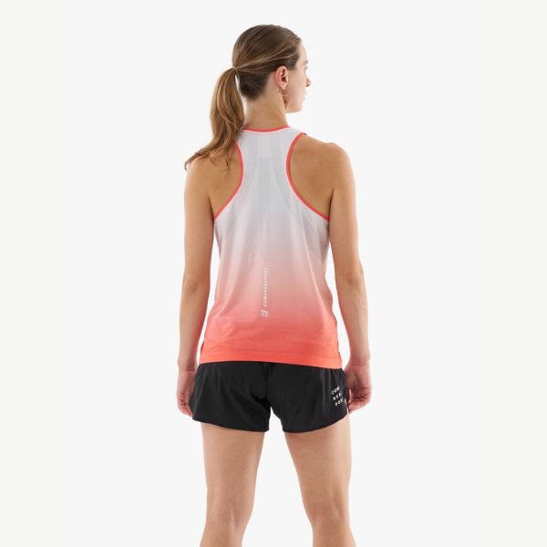 Áo chạy bộ Nữ Compressport Performance Singlet - Đỏ/Trắng (Fluo Red/White)